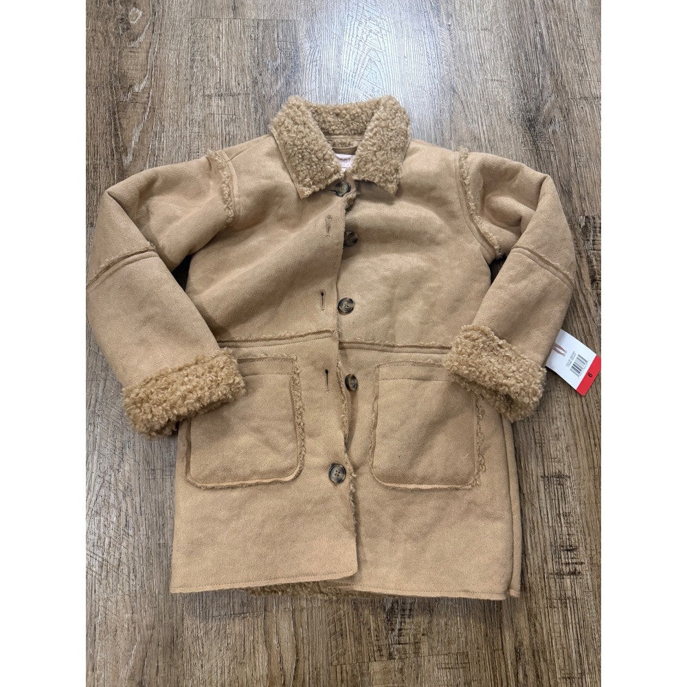 Biscotti Collezioni Kids Faux Suede Shearling Coat Brown Size 6 NWT 1803459